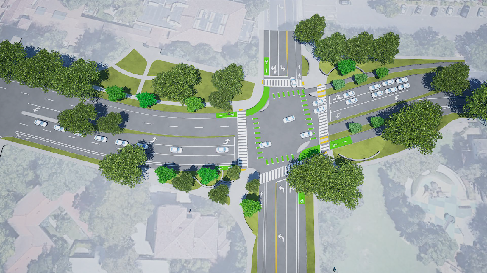 Rendering of draft concept for improvements to the intersection of B Street and Russell Boulevard