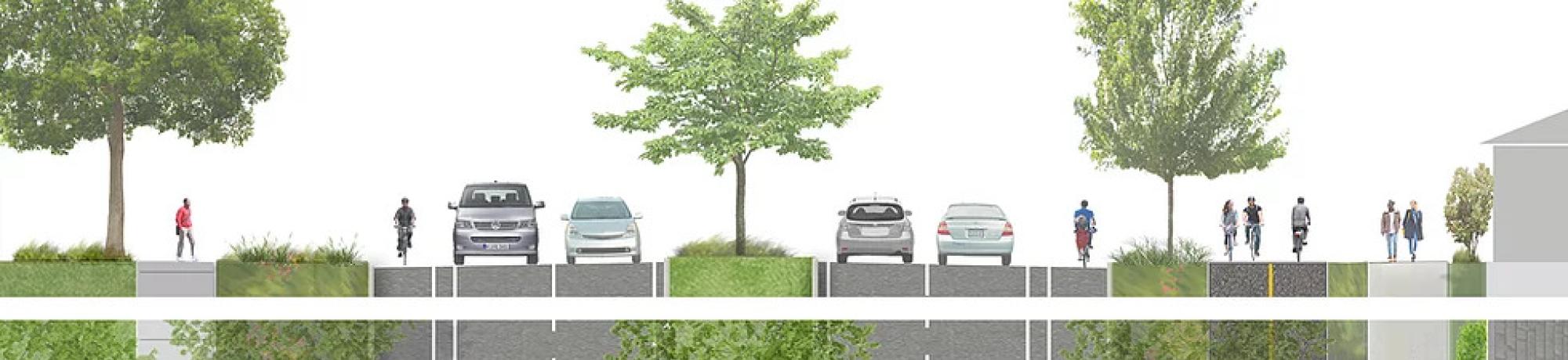 Rendering of Russell Boulevard at Sycamore Lane